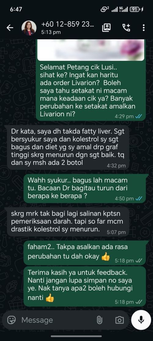 Dr sahkan dah takda fatty liver · kolesterol menurun